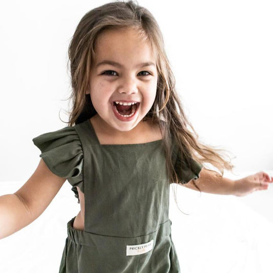 Frill Rayon Linen Autumn Long Legged Dungaree