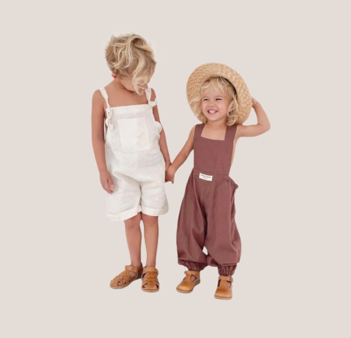 Pure Linen Autumn Long Legged Dungaree