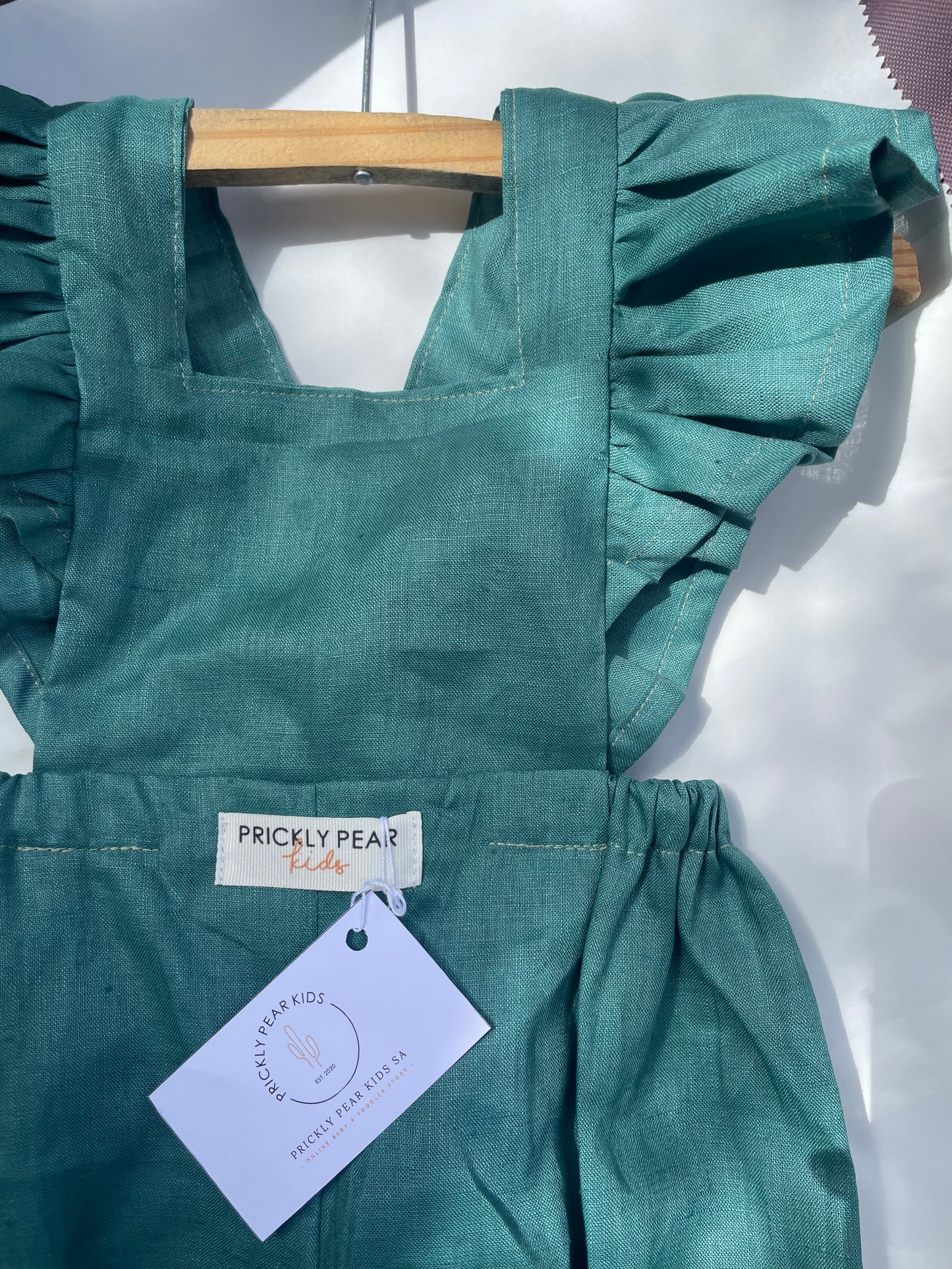 Pure Linen Frill Summer Dungaree