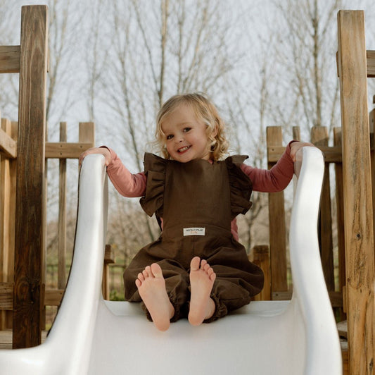 Pure Linen Frill Autumn Long Legged Dungaree