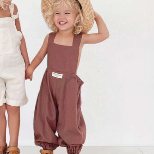 Pure Linen Autumn Long Legged Dungaree